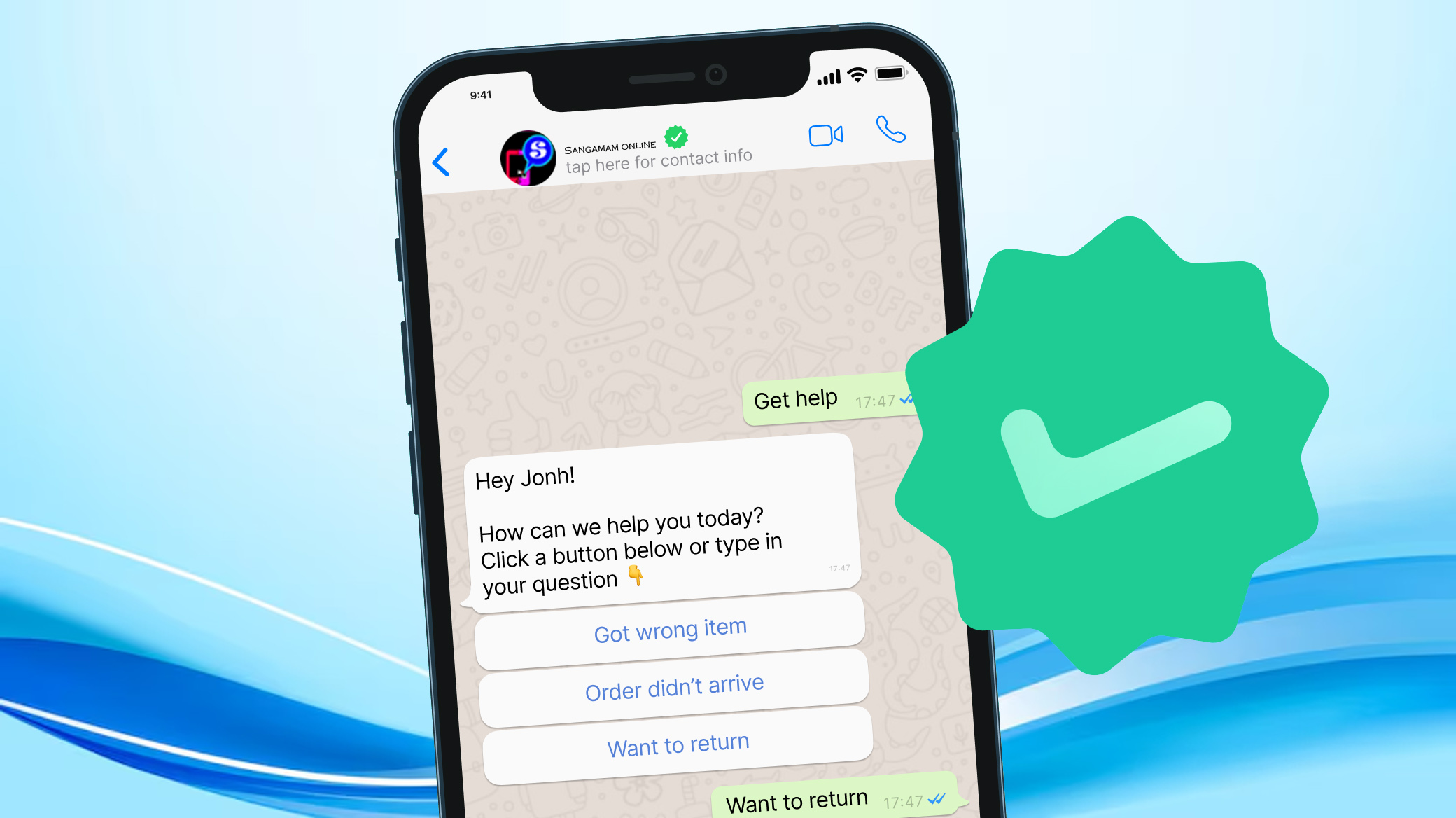 Verified WhatsApp from own number with API, Automation / Chatbot, Live Chat, Green/Blue Tick